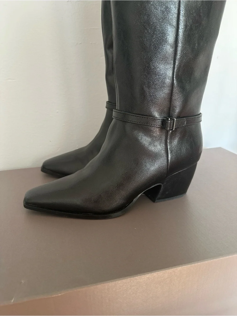 Franco Sarto Classic Tall Black Leather Women's Boots